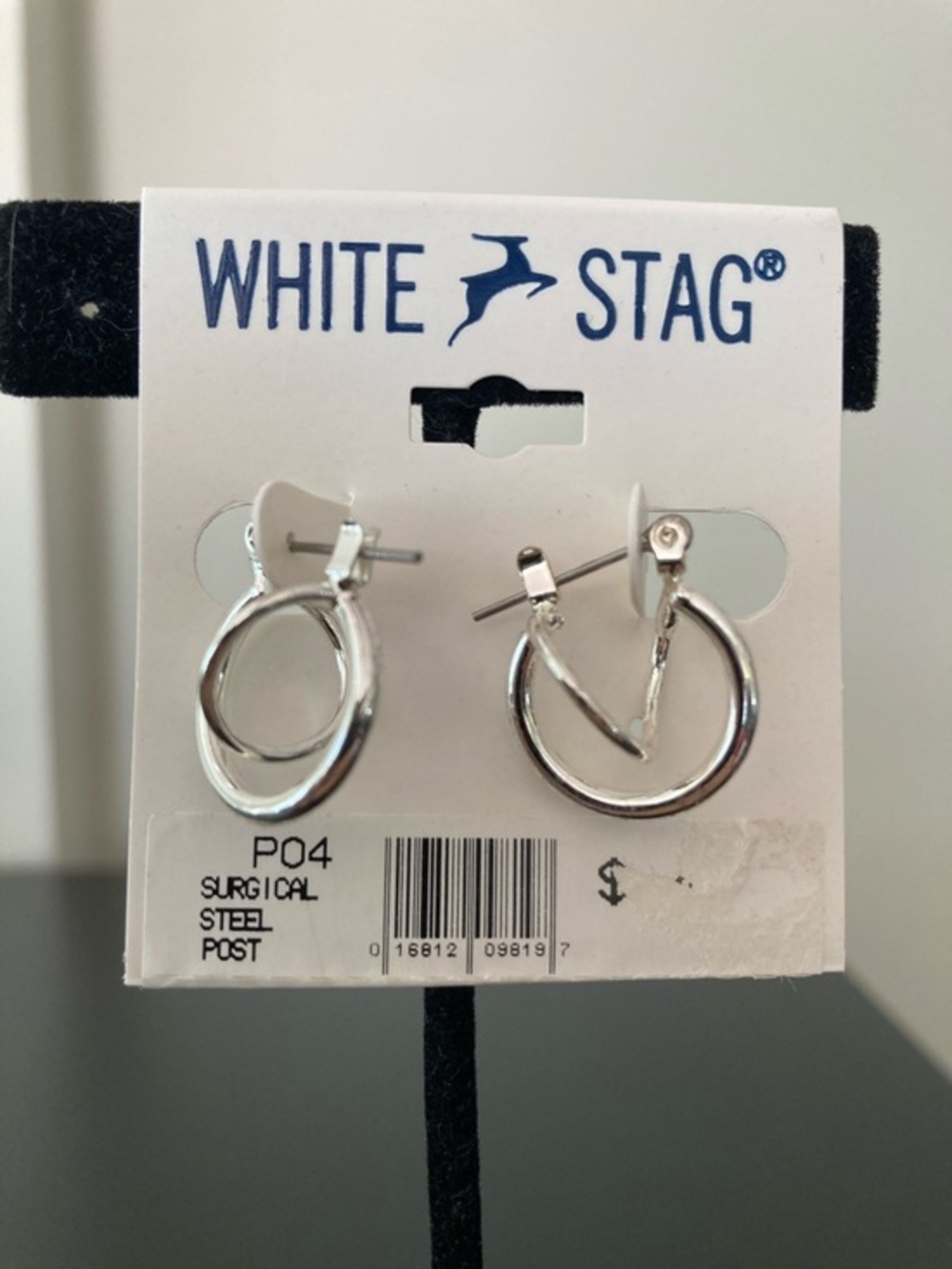 White Stag Silver Double Hoop Post Earrings